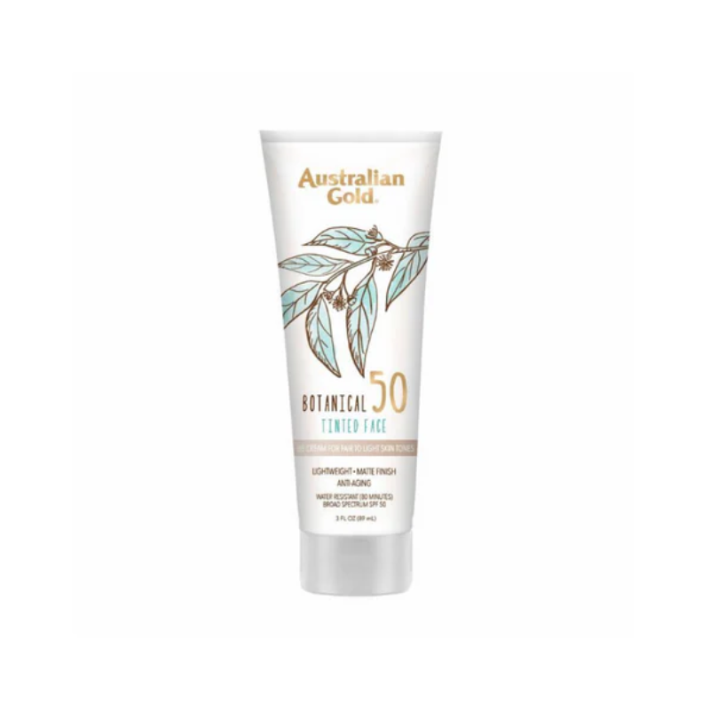 AUSTRALIAN GOLD LOTION SOLAIRE VISAGE TEINTE BOTANIQUE SPF 50 PEAU CLAIRE A ILLUMINEE 89 ML