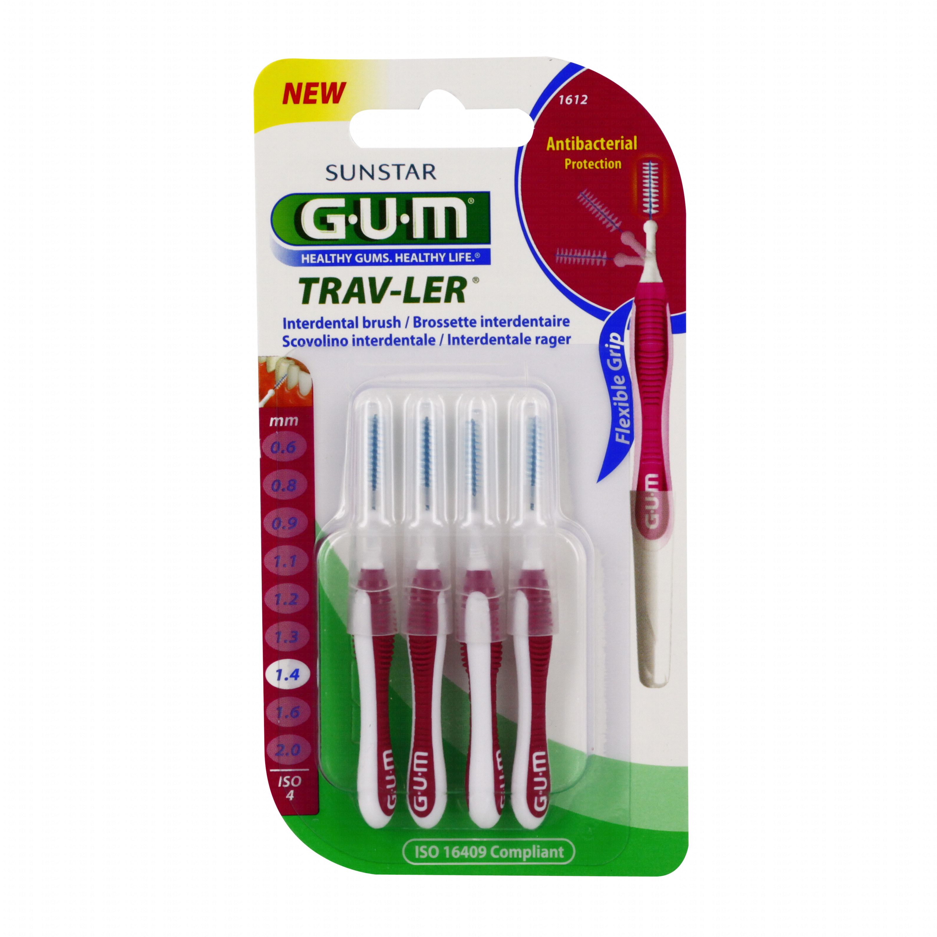 GUM MANCHE PAR 4 UNITES AVEC BROSSETTE FINE 1.4MM REF 1612