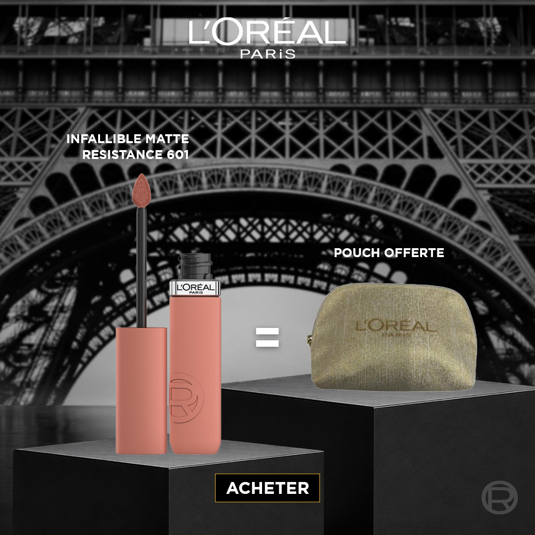 L'OREAL PARIS OFFRE INFAILLIBLE ROUGE A LEVRES MATTE RESISTANCE + POUCH OFFERT