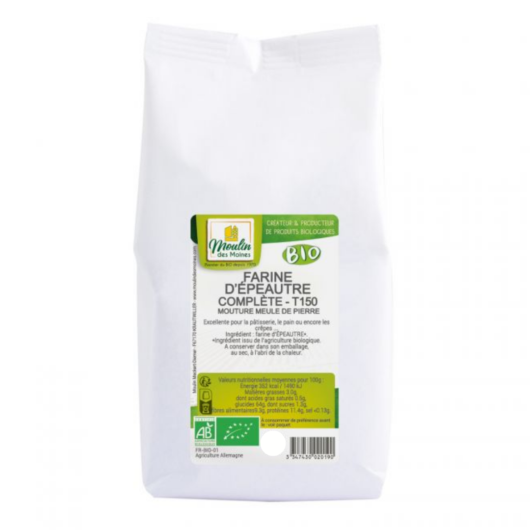 MOULIN DES MOINES BIO FARINE D'EPEAUTRE COMPLETE T 150 - 500G