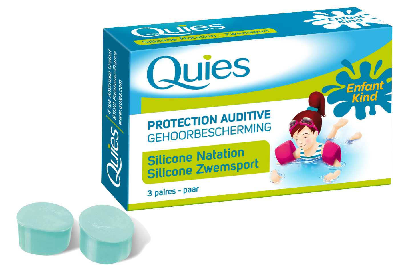 QUIES SILICONE NATATION ENFANT 3 PAIRES