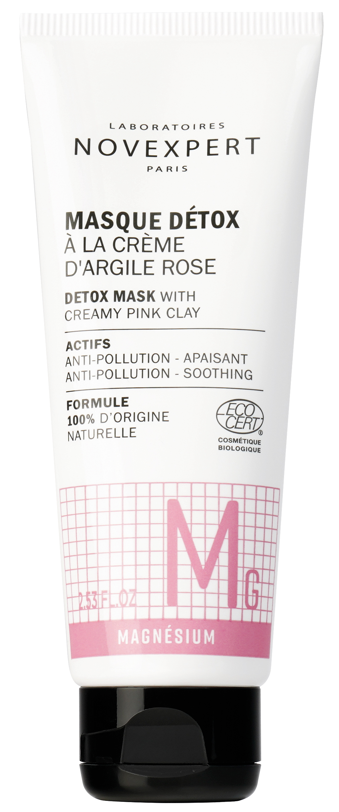 NOVEXPERT LA GAMME MAGNÉSIUM LE MASQUE DETOX A LA CREME D'ARGILE ROSE 75ML