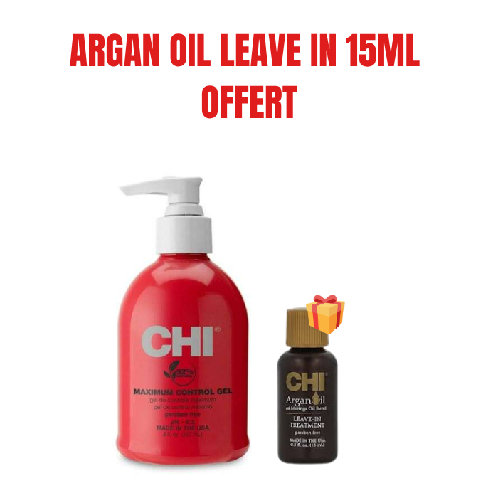 CHI OFFRE MAXIMUM CONTROL GEL 237 ML + ARGAN OIL LEAVE IN TREATMENT 15 ML OFFERT