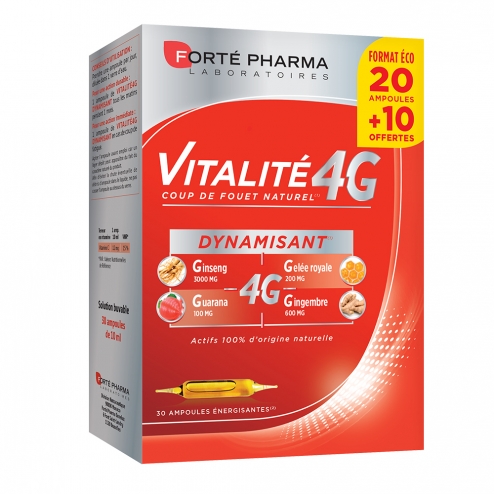 FORTE PHARMA VITALITE 4G DEFENSES 20 AMPOULES + 10 AMPOULES OFFERTES