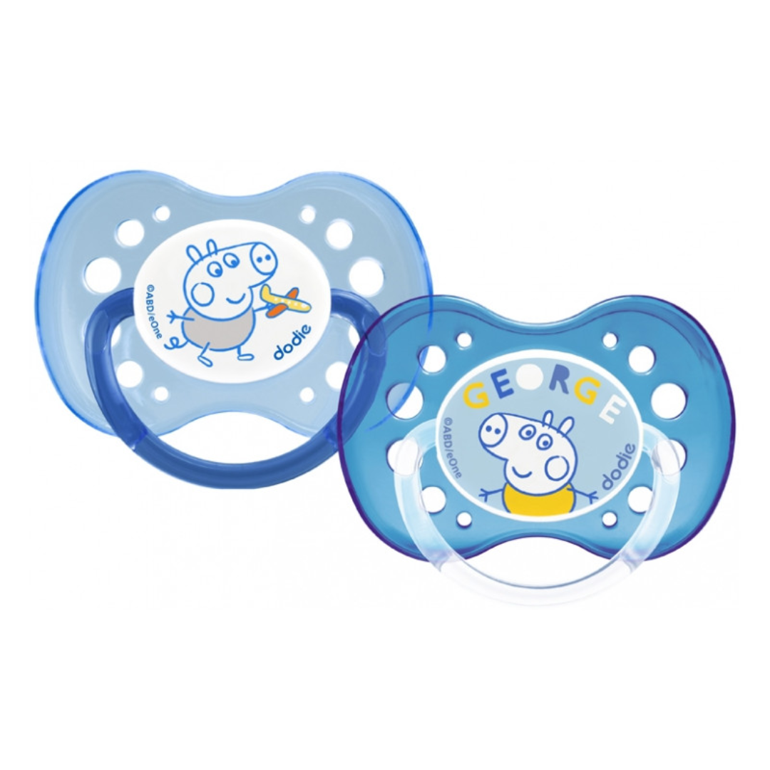 DODIE 2 SUCETTES ANATOMIQUES PEPPA PIG 18 MOIS + BLEU