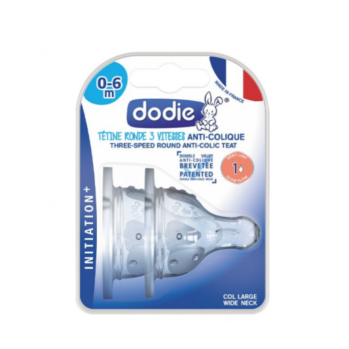 DODIE TETINE RONDE 3 VITESSES ANTI COLIQUE 0 A 6 MOIS DEBIT 1