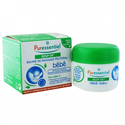 PURESSENTIEL RESPIRATOIR OK BAUME DE MASSAGE PECTORAL BEBE 30ML