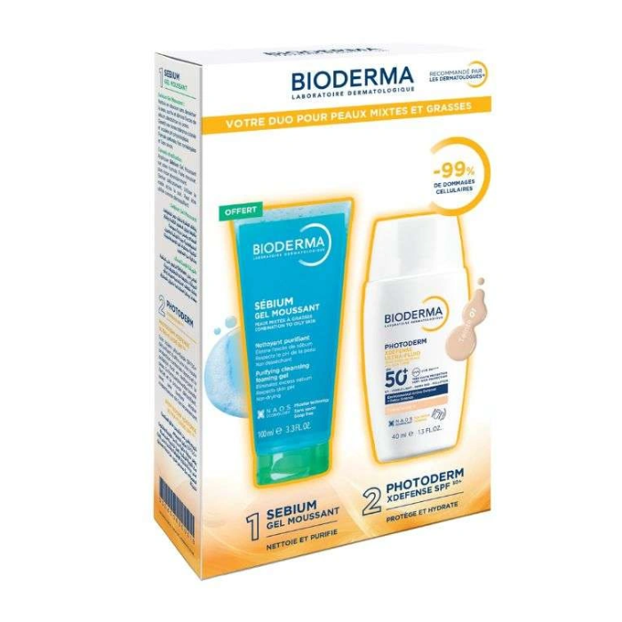 BIODERMA OFFRE PHOTODERM XDEFENSE ULTRA FLUID SPF 50+ TEINTE 01 40 ML + SEBIUM GEL MOUSSANT OFFERT