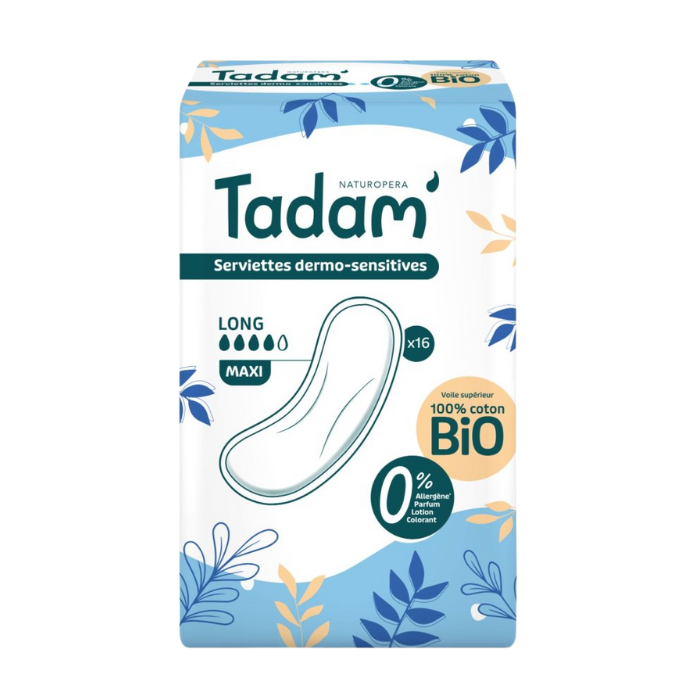 TADAM SERVIETTES DERMO-SENSITIVES LONG MAXI *16