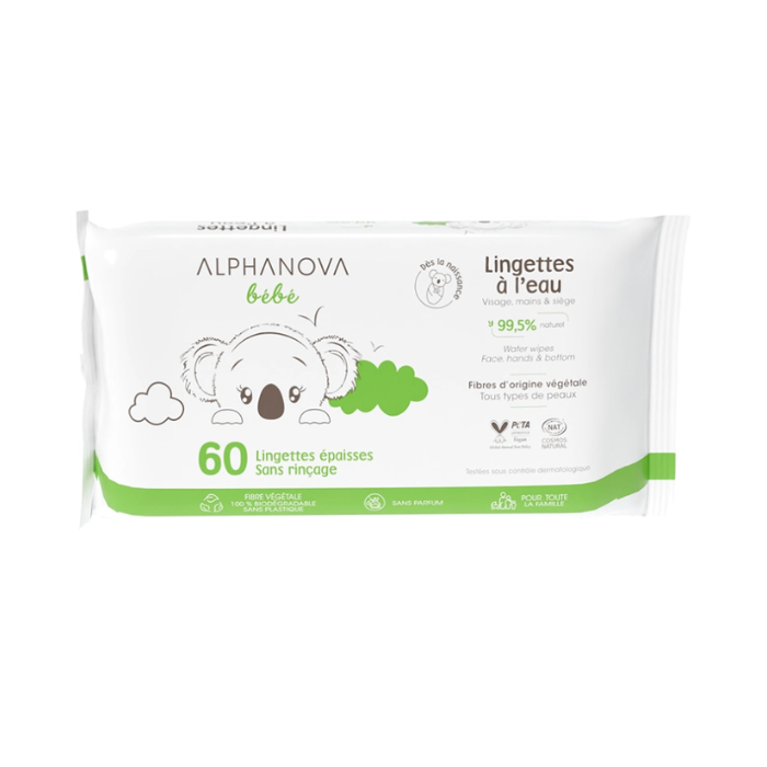 ALPHANOVA BEBE LINGETTES NETTOYANTES 60 UNITES
