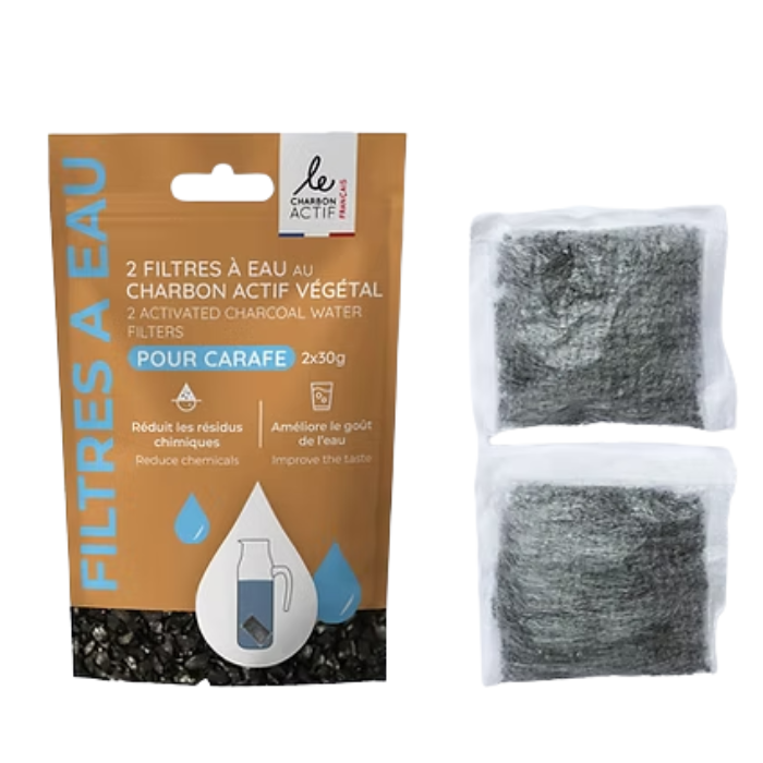 LE CHARBON ACTIF FRANCAIS 2 FILTRES A EAU AU CHARBON ACTIF VEGETAL 2X 30 G