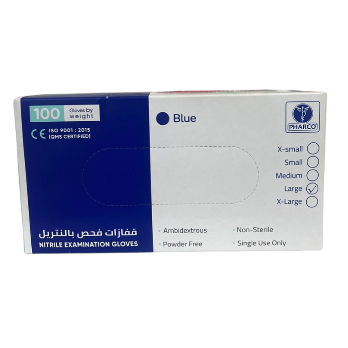 PHARCO BLUE NITRILE EXAMINATION GANTS TAILLE S 100 UNITES