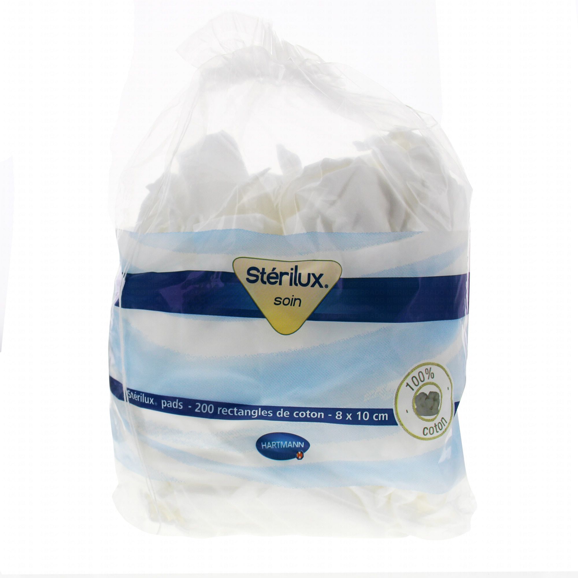 STERILUX PADS - SACHET DE 200 RECTANGLES COTON 8x10 CM