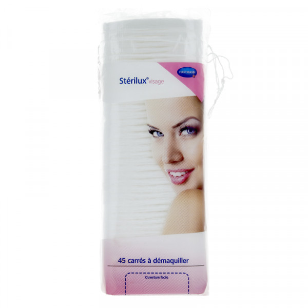 STERILUX VISAGE COTON CARRES 45 UNITES
