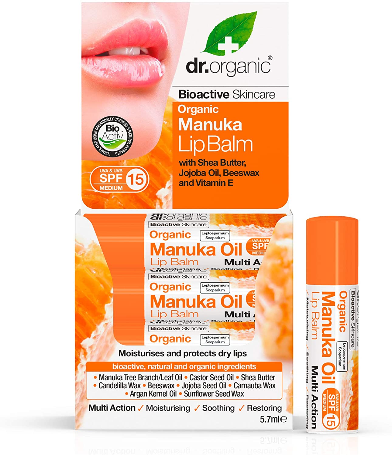 DR ORGANIC BAUME A LEVRES AU MIEL DE MANUKA 5.7 ML
