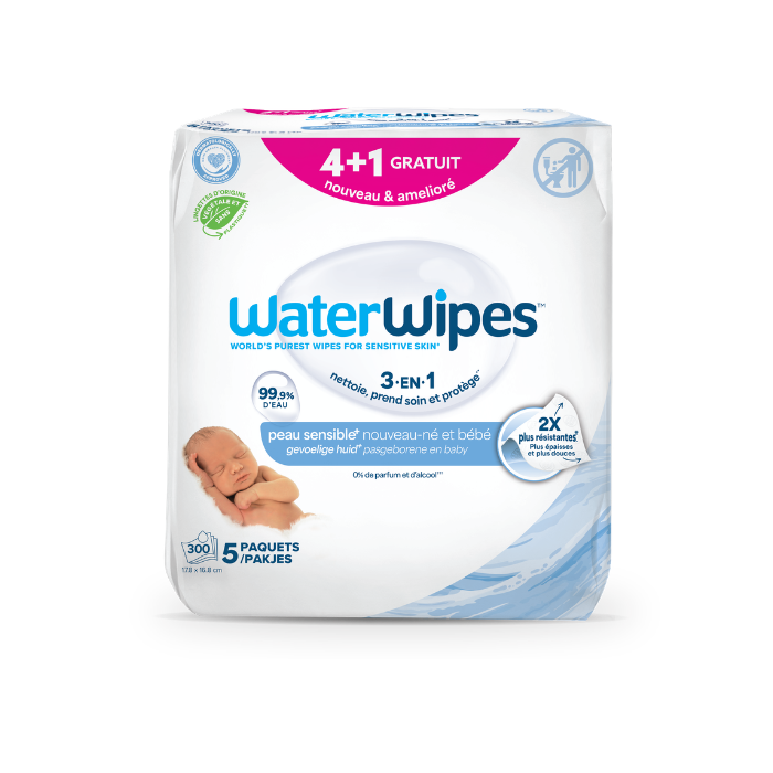 WATERWIPES PACK LINGETTES BEBE PACK DE 4+1 X 60