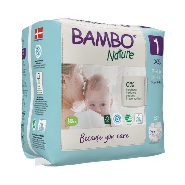 BAMBO NATURE COUCHES BEBE 1 XS 2 A 4 KG 22 UNITES