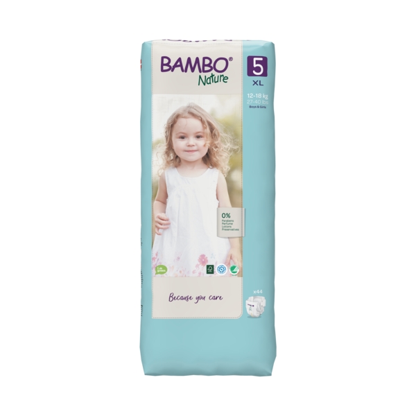 BAMBO NATURE COUCHES BEBE 5 XL 12 A 18KG 44 UNITES