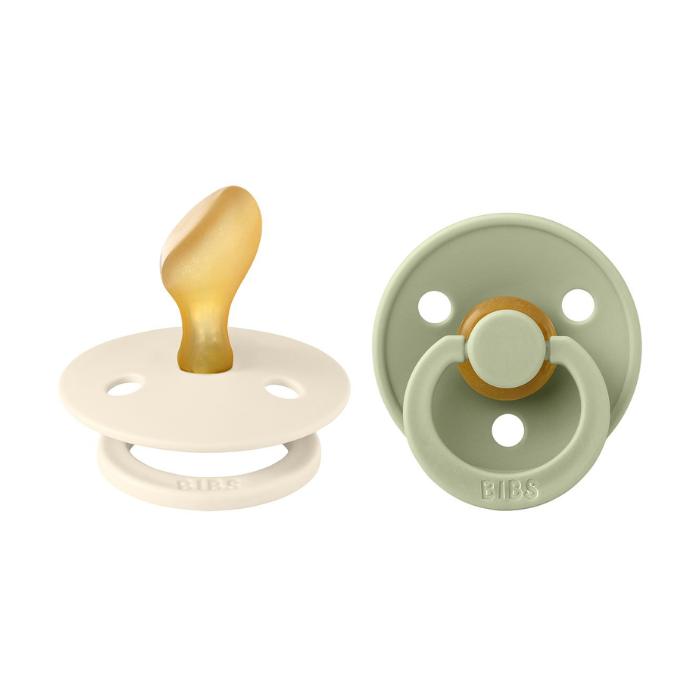 BIBS COLOUR NATURAL RUBBER SUCETTE ANATOMICAL IVOIRE ET SAUGE 0 MOIS+