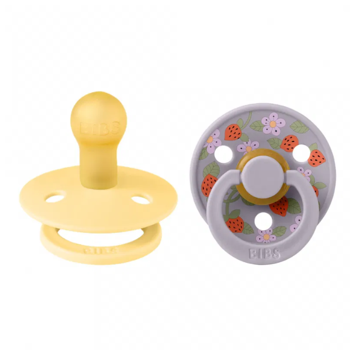 BIBS X LIBERTY COLOUR NATURAL RUBBER 2 SUCETTES RONDE CREME ET FRAISE 6MOIS+