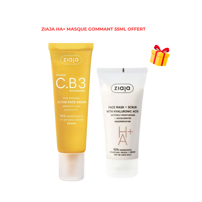 ZIAJA OFFRE C.B 3 NIACINAMIDE SERUM 30ML +HA+ MASQUE GOMMANT 55ML OFFERT