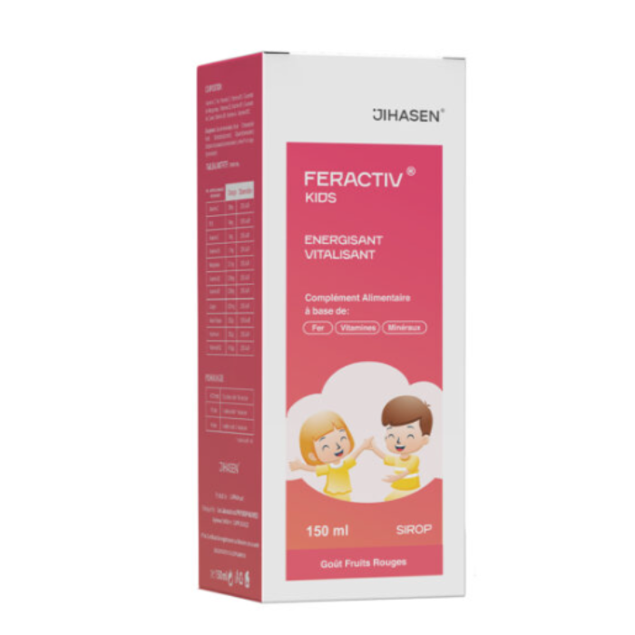 JIHASEN FERACTIV ENFANTS SIROP ENERGISANT VITALISANT 150ML GOUT FRUITS ROUGES