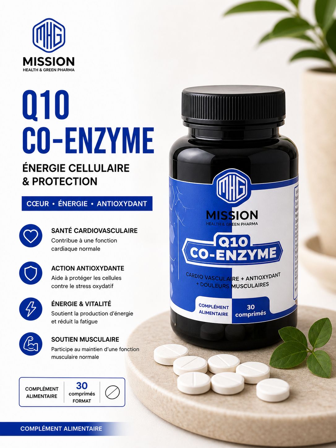 MISSION HEALTH AND GREEN PHARMA Q10 CO ENZYME 30 GELULES