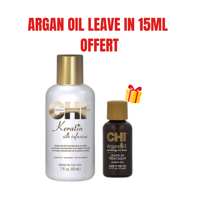 CHI OFFRE KERATINE SILK INFUSION 59ML + ARGAN OIL LEAVE N TREATMENT15 ML OFFERT