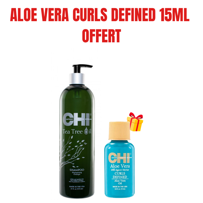 CHI OFFRE HUILE ARBRE DE THE SHAMPOOING 340 ML + ALOE VERA CURLS DEFINED 15 ML OFFERT