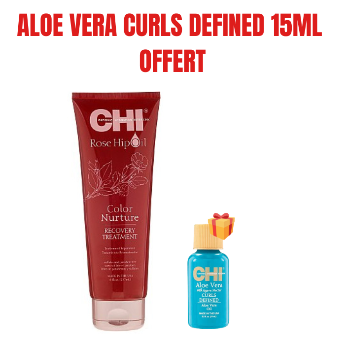 CHI OFFRE ROSE HIP OIL TRAITEMENT DE RECUPERATION 237 ML +ALOE VERA CURLS DEFINED 15 ML OFFERT