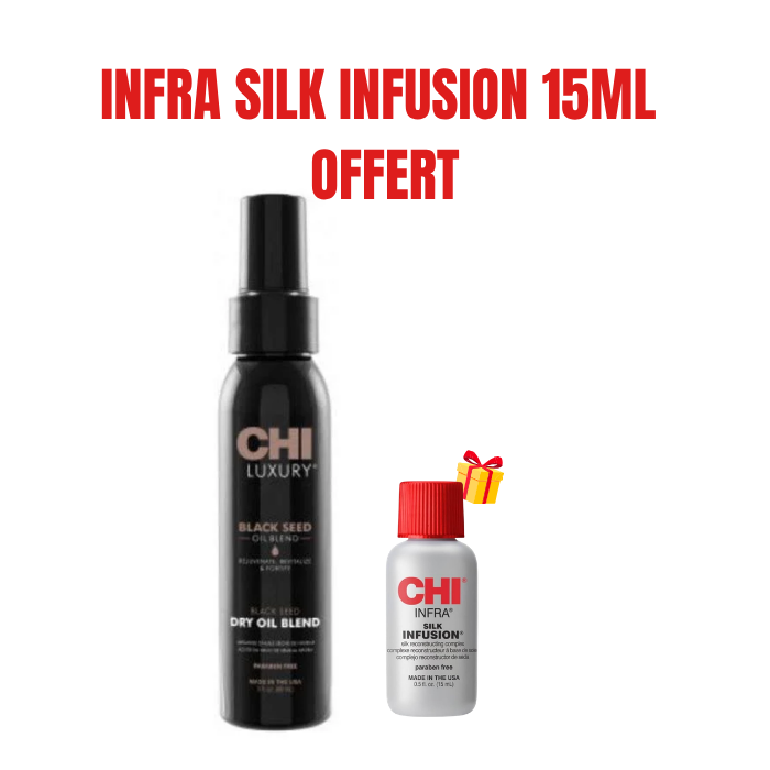 CHI OFFRE LUXURY BLACK SEED OIL HUILE SECHE 89 ML + INFRA SILK INFUSION 15 ML OFFERT
