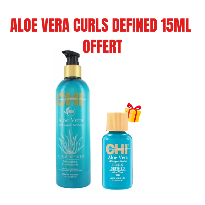 CHI OFFRE ALOE VERA APRES SHAMPOOING 340 ML + ALOE VERA CURLS DEFINED 15 ML OFFERT