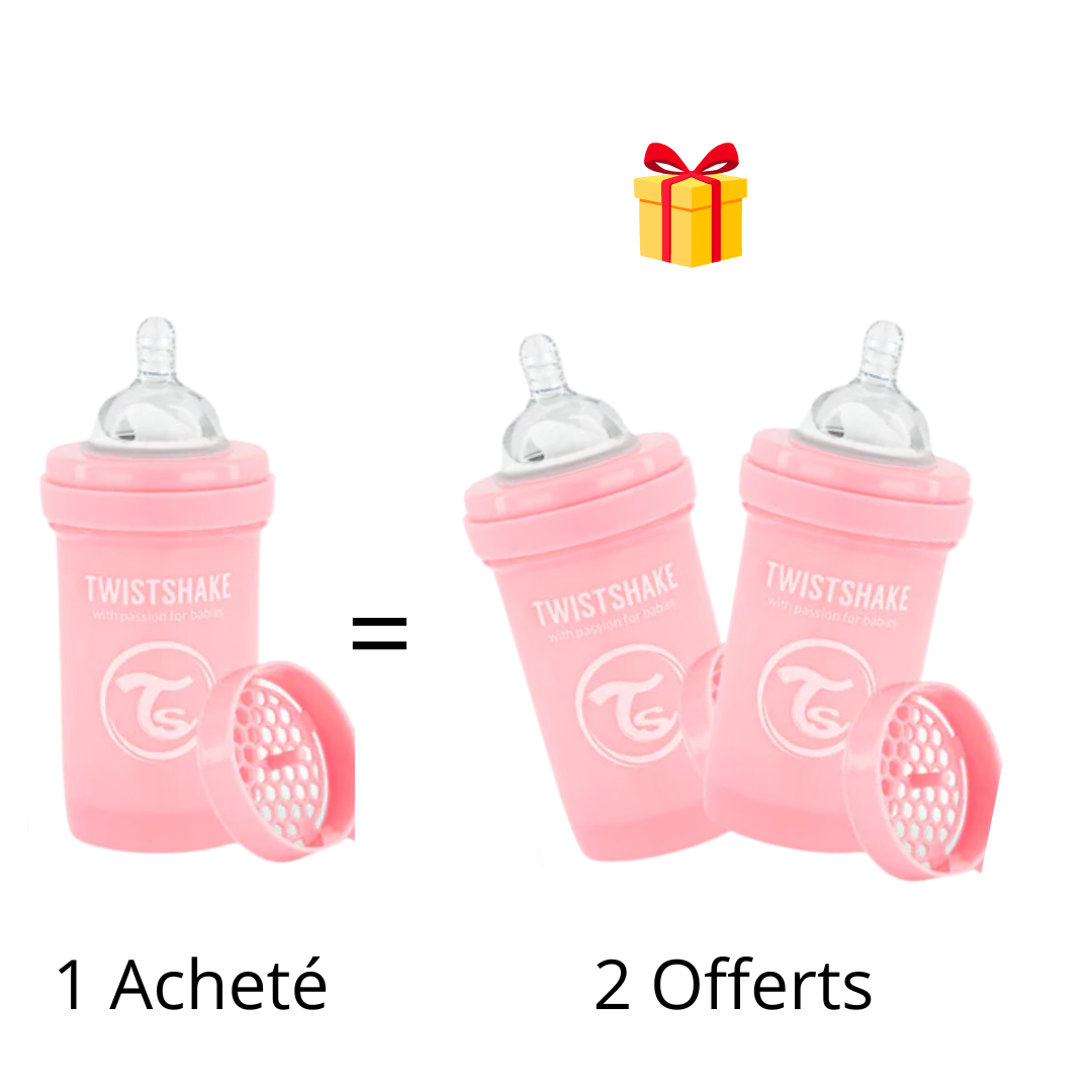 TWISTSHAKE OFFRE 1 BABY BOTTLE ANTI COLIC ALL IN ONE 180 ML 0M+ ROSE ACHETE 2 OFFERTS
