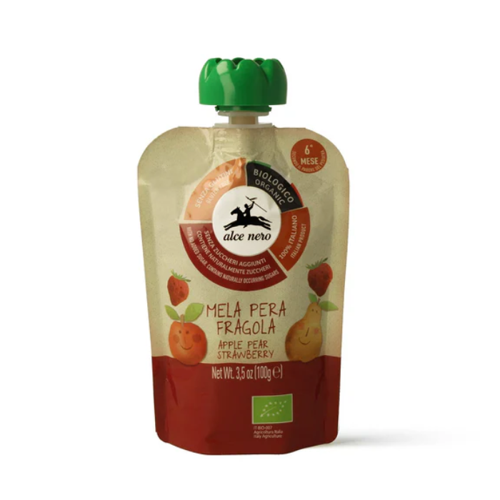 ALCE NERO PUREE DE POMME POIRE ET FRAISE 100 G