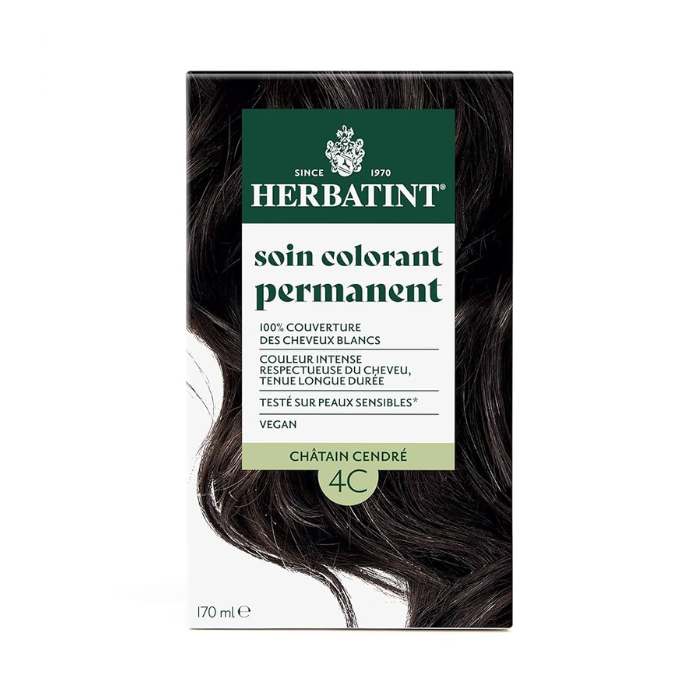 HERBATINT SOIN COLORANT PERMANENT 4C CHATAIN CENDRE 170 ML
