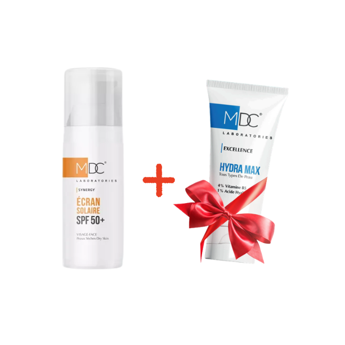 MDC PACK SYNERGY ECRAN SOLAIRE SPF 50+ 50 ML PEAUX NORMALES+ CREME HYDRATANTE 30 ML OFFERTE