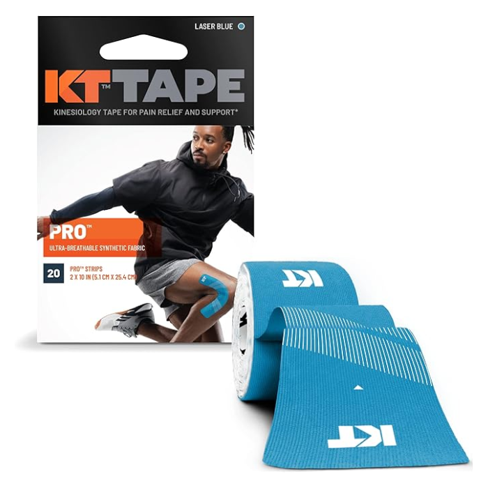 KT TAPE PRO TISSU SYNTHETIQUE ULTRA RESPIRANT 20 STRIPS 5.1 X 25.4 CM LASER BLEU